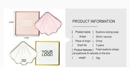 Private Label Pink/white Shell-shaped Brow Styling Soap Waterproof Long Lasting White Makeup Cosmetic Tool Bulk Custom